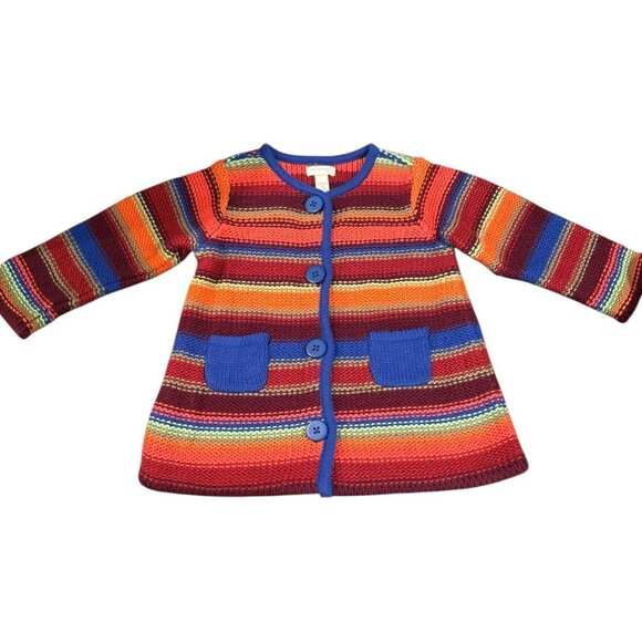 First Impressions Play Girl's Rainbow Stripe Boho Cardigan Sweater 24 Months - Picture 3 of 5